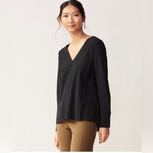 Aday Something Tailored Shirt Black V-Neck Top size XS Relaxed Fit